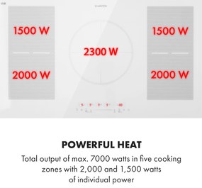 Klarstein Delicatessa 90 Flex, beépített indukciós főzőlap, indukció, 7400 W, 5 zóna, egyedülálló