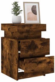 füstös tölgy színű éjjeliszekrény LED-világítással 35x39x55 cm