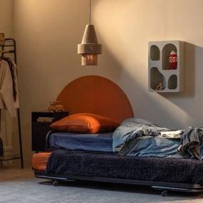 Fekete fém összecsukható egyszemélyes ágy ágyráccsal 90x200 cm Lucy – WOOOD