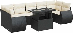 vidaXL 8 részes fekete polyrattan kerti ülőgarnitúra párnákkal