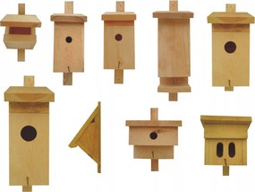 Fából készült Madárfészek Kerti Madárház Nagy 9 db-os szett