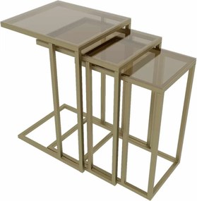 Mira üveg dohányzóasztal, antik-bronz, 42 cm