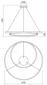 Redo 01-1890 - LED dimmelhető kábeles csillár TORSION LED/35W/230V átmérő 75 cm fehér