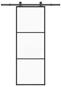 ESG üveg és alumínium tolóajtó fémszerelvény-szettel 76x205 cm