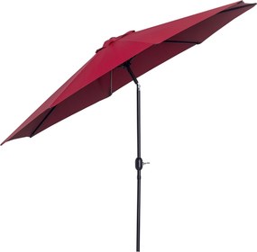 Outsunny Bordó Kerti Napernyő Ø295x250 cm Krékkel, Kültéri Árnyékoló Dőlésszög Mechanizmussal és Leszerelhető Fém Oszloppal Teraszra, Medencéhez | Aos