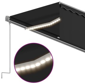 antracitszürke redőnyös, LED-es, szélérzékelős napellenző 6x3 m