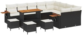 Kerti Kanapé Szett 13 pcs Fekete és krémszínű 110 x 55 x 71 cm