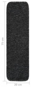 15 db antracit négyszögű csúszásmentes lépcsőszőnyeg 75 x 20 cm