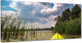 Vászonkép 60x30 Kajakkal a tó körül