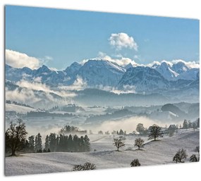 A havas hegyek képe (üvegen) (70x50 cm)