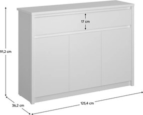Komód 3D2S, fehér, ERODIN