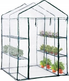 Kerti üvegház fehér polcokkal 140x140x200 cm Fólia alagút