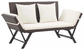 barna polyrattan kerti pad párnákkal 176 cm