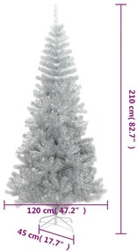 ezüstszínű PET műkarácsonyfa állvánnyal 210 cm