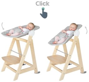 Világosszürke-natúr színű etetőszék Style Born Up 2in1 – Roba