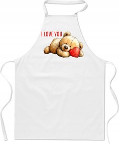 Konyhai kötény Ajándék Valentin napra Aranyos mackó I love You