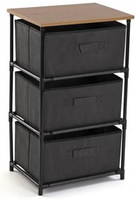 Intenso Home komód 3db szövet fiókkal 40x68cm | Fekete - arany tölgy vászonfiókos tároló