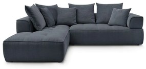 Sötétkék zsenília sarokkanapé (bal oldali-L alakú) Whesley – Bobochic Paris