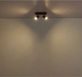 Globo 57909-2 Fali spotlámpa, fém fekete matt, fa sötétbarna, forgatható, HxSzxM: 260x80x125mm, 2x GU10 25W 230V izzók nélkül