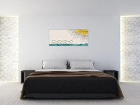 Kép - Absztrakt festmény a strandról N⁰1 (120x50 cm)