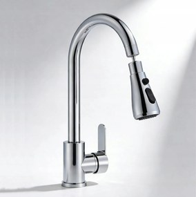 Konyhai Csaptelep Forgatható Kifolyócsővel 3 Vízsugár Asztali Polírozott Króm
