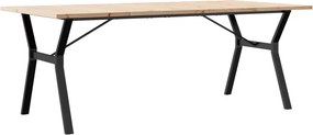 vidaXL tömör fenyőfa és acél Y-vázú étkezőasztal 200x100x75,5 cm