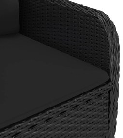 9 részes fekete polyrattan és akácfa kerti étkezőgarnitúra