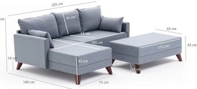 Világoskék sarokkanapé (bal oldali) Bella – Balcab Home