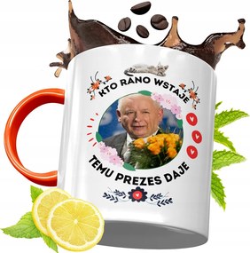 Narancssárga Bögre A Pis Elnökétől Jaroslaw Kaczynski fényképes nyomtatással