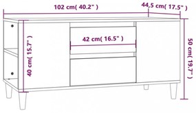 fekete szerelt fa TV-szekrény 102x44,5x50 cm