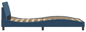 kék szövet ágykeret fejtámlával matrac nélkül 100 x 200 cm