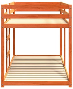 viaszbarna tömör fenyőfa emeletes ágy 90x200 cm