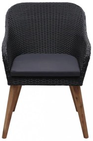 7 részes fekete polyrattan kerti étkezőgarnitúra
