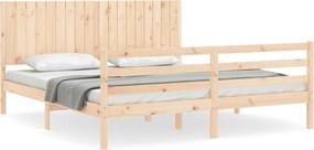 vidaXL tömör fa ágykeret fejtámlával Super King Size