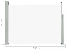 krémszínű behúzható oldalsó teraszi napellenző 100 x 500 cm