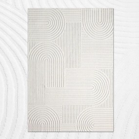 Krémszínű Szőnyeg 80X150 CM Világos Minta A Nappali Hálószobájába Modern Puha