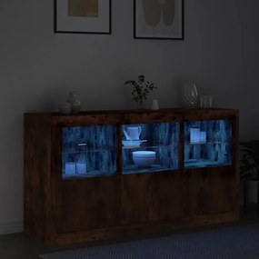 füstös tölgy színű tálalószekrény LED-ekkel 123 x 37 x 67 cm