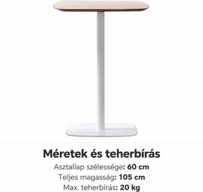 Bárasztal, kerek MDF asztallappal, Ø60 x 105 cm, 20 kg teherbírás, tölgy/fehér