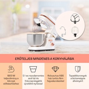 Klarstein Bella Elegance, konyhai robotgép, 1800 W, 1,7 PS, 6 fokozat, 5 L