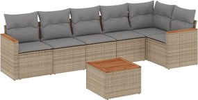 vidaXL 7 részes vegyes bézs polyrattan kerti ülőgarnitúra párnákkal