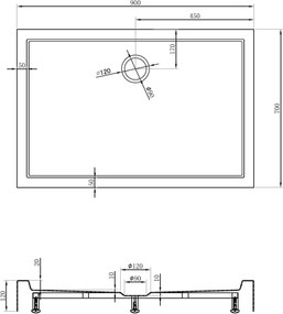 Mexen Flow+ téglalap alakú zuhanytálca 90 x 70 cm, fehér fényes - 46R107090H