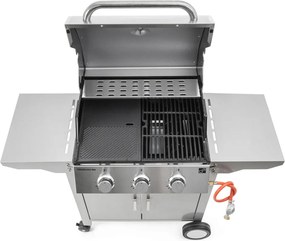 OKLAHOMA BBQ gázgrill, 3 égővel, nyomáscsökkentő szeleppel, ezüst Penta CZ