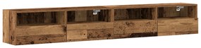 TV Fali Szekrények 2 db Régi Fa 100x30x30 cm Mérnöki Fa