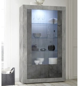 URBINO Beton-Oxidált Üveges szekrény 2 ajtós 110cm