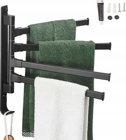 Fürdőszobai törölközőtartó fali akasztó mozgatható karokkal