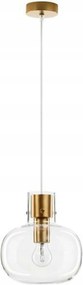 Nova Luce függeszték Cinzia átlátszó üveg fehér kábel sárgaréz arany fém E2