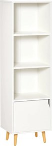 HOMCOM 3 Nyitott Polcos és Fakkal Ellátott Modern Könyvespolc Játékok, CD-k, Növények Tárolására 40x30x129.5 cm Fehér | Aosom