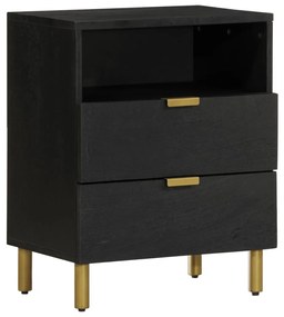 vidaXL fekete tömör szerelt fa éjjeliszekrény 50 x 33 x 62 cm