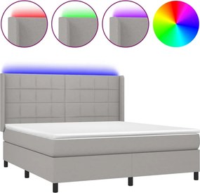 vidaXL világosszürke szövet rugós és LED-es ágy matraccal 160x200 cm