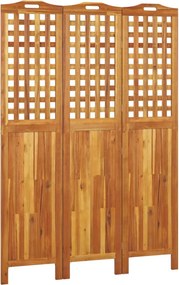 vidaXL 3 paneles tömör akácfa térelválasztó 121,5x2x180 cm